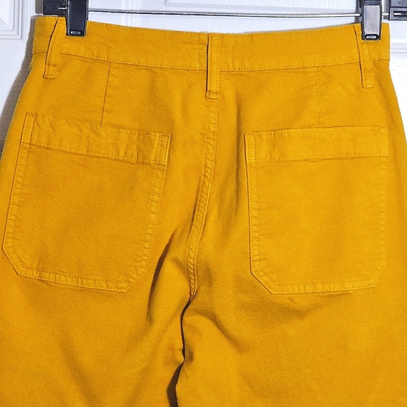 J. Crew Slim Wide Leg‎ Mustard Yellow Pants Jeans 26" - Picture 5 of 9